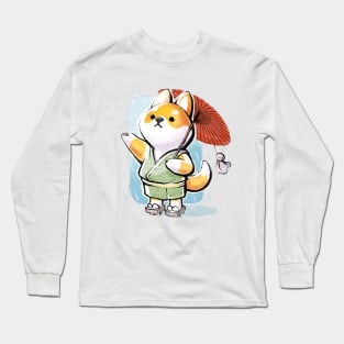 Teru teru bōzu - Shiba Inu Rain - Japanese Umbrella Dog Long Sleeve T-Shirt